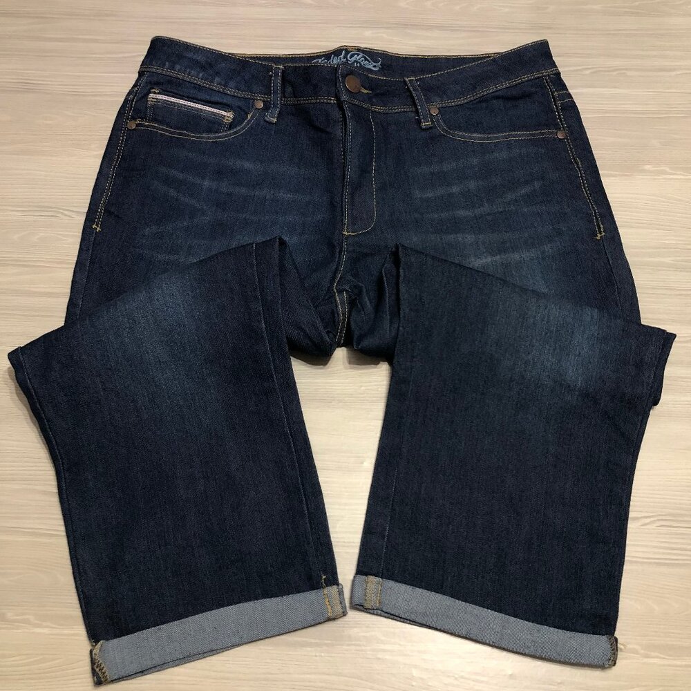 Faded Glory Capri Mid Rise Cuffed Blue Womens Size 14